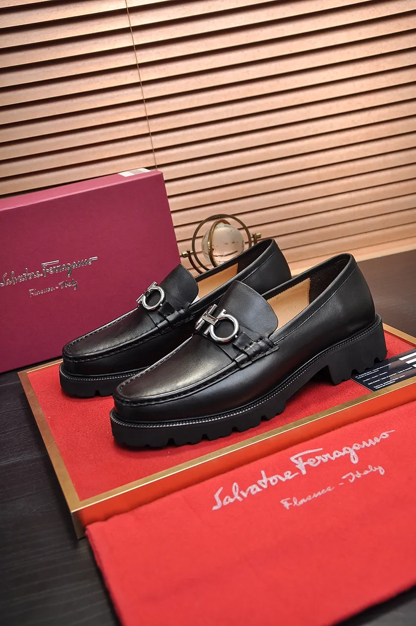 Men's men's shoes 💰540💶[Ferragamo/Ferragamo] (high-end Niuli) New 🍀 Ferragamo* - top version Ferragamo's classic formal leather shoes! Made of imported original cowhide, the inner top layer is comfortable cowhide lining! Original wear-resistant rubber outsole! High quality products! Code number 38-45 (45 customized)